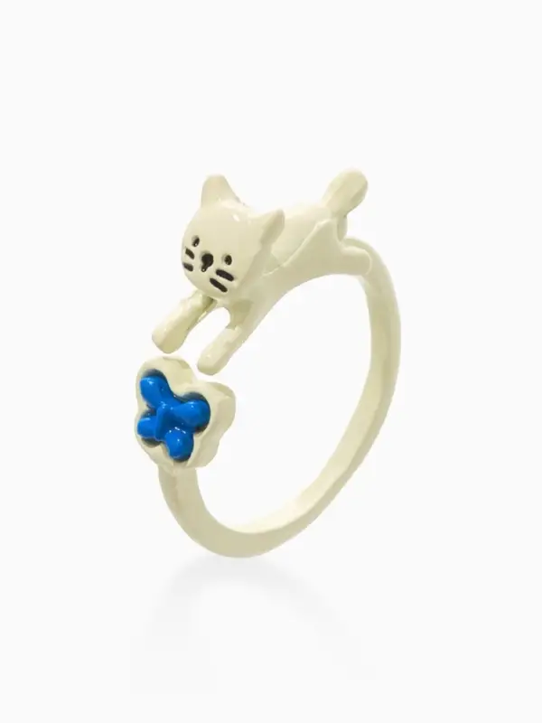 Кольцо &laquo;Выбражулька. Котик обнимашка&raquo;, размер 16.5, бежевое