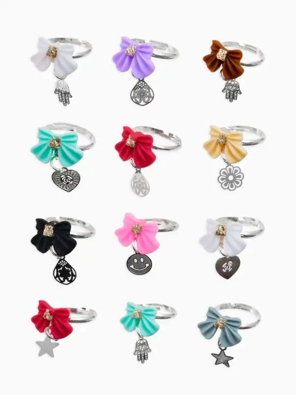 Кольцо «Выбражулька» бант с подвеской, МИКС, безразмерное (фас. 36 шт.) Кольцо «Выбражулька» бант с подвеской, МИКС, безразмерное (фас. 36 шт.)