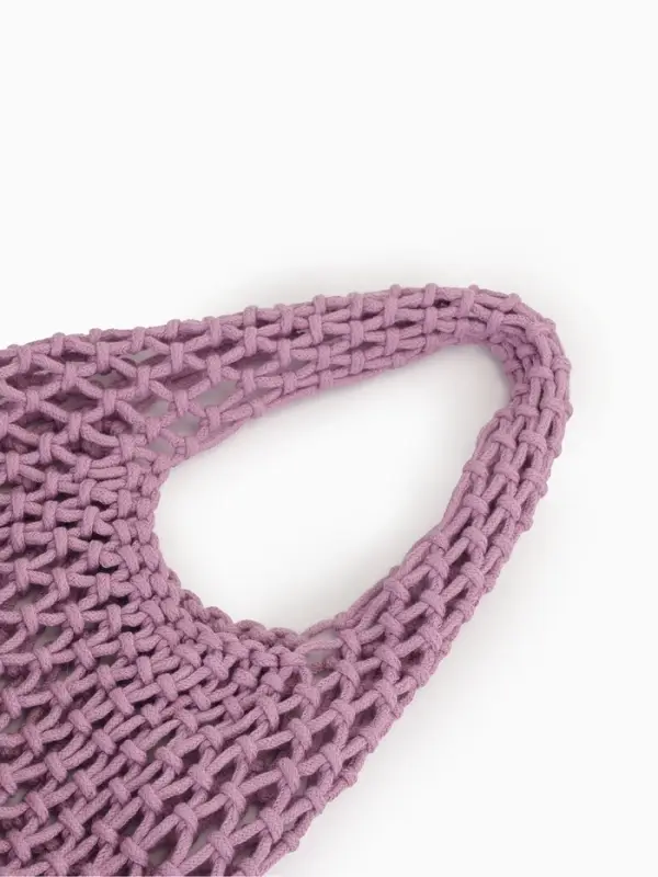 Сумка - авоська плетёная, клетка 1.5 см, лиловая