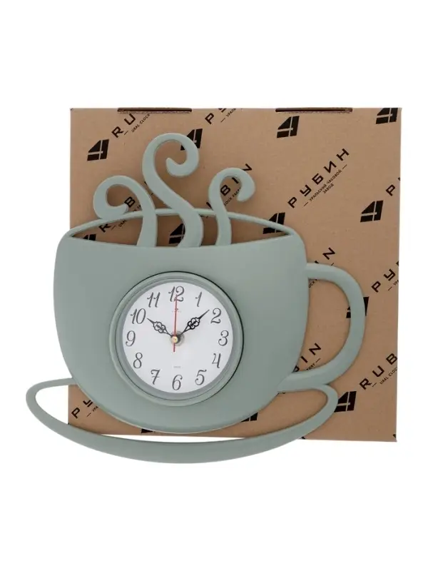 Часы настенные интерьерные &laquo;Чашка с дымком&raquo;, 31.5&times;30.5 см, бесшумные, зелёные