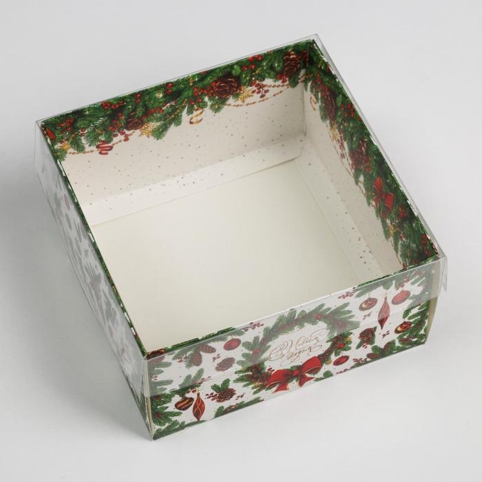 Коробка для кондитерских изделий с PVC крышкой New Year, 12 х 6 х 11,5 см Коробка для кондитерских изделий с PVC крышкой New Year, 12 х 6 х 11,5 см
