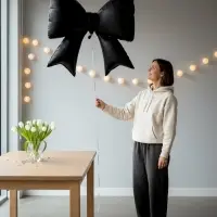 Воздушный шар фольгированный 39" "Бант" цвет черный