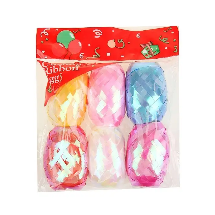 Лента упаковочная перламутровая, для шаров и подарков, ассорти набор 6 шт., 0.5 см &times; 10 м