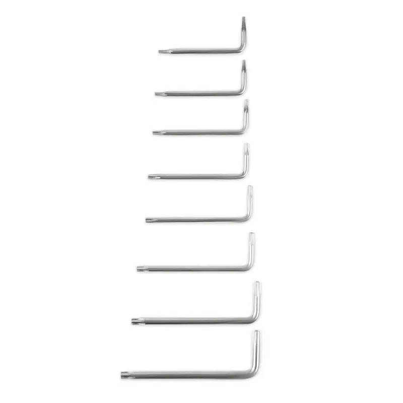 Набор ключей торцевых изогнутых TORX МИНИ с отверстием 8 предметов (T5-T20) AVS TXL-8H