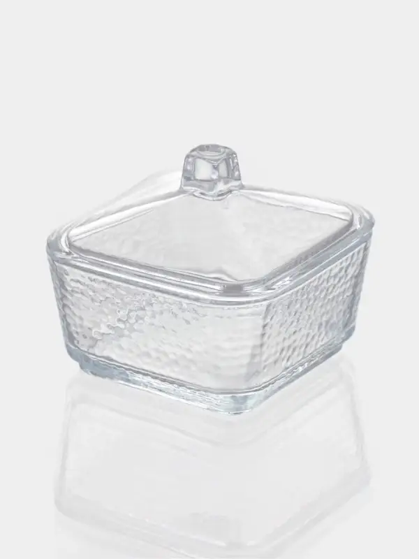 Менажница &laquo;Голд&raquo;, 19.5&times;19.5 см, на бамбуковой подставке, с крышками, стекло, прозрачная