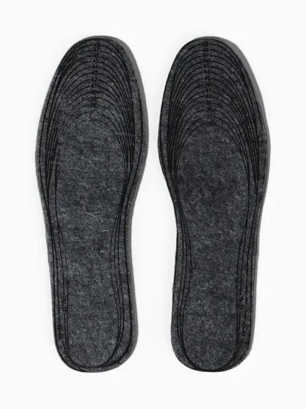 Стельки для обуви, утеплённые, универсальные, р-р RU до 46 (р-р Пр-ля до 47), 29 см, пара, серые