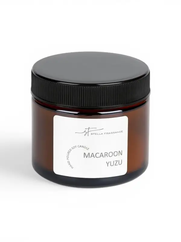 Ароматическая свеча в банке Macaroon yuzu, соевый воск, 50 г, печенье и юзу