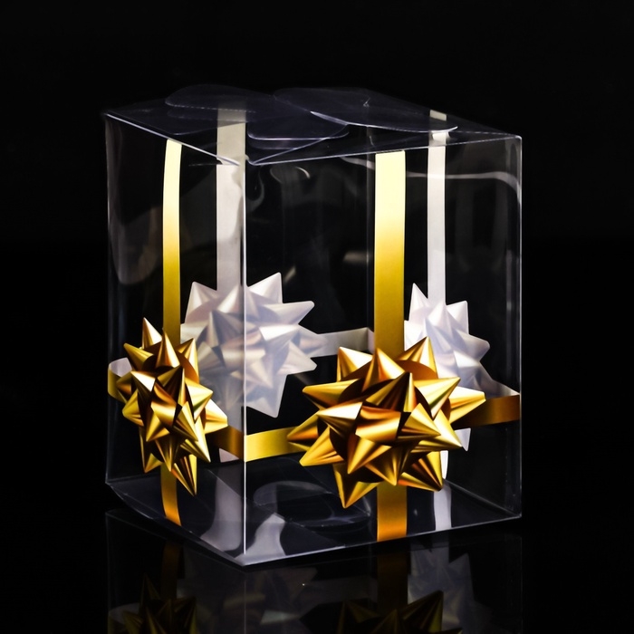 Складная коробка из PVC Складная коробка из PVC "Золотой бантик", 12 x 12 x 15 см набор 5 шт