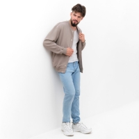 Толстовка мужская (бомбер) MIST Men's casual размер 56, серо-бежевый