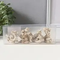 Набор фигурок 4 шт. &laquo;Китайский дракон&raquo;, полистоун, беж, 3&times;4&times;6.5 см