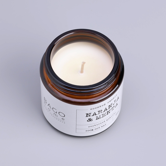 Свеча ароматическая в банке  Свеча ароматическая в банке "Мята и апельсин", совый воск, 88 г