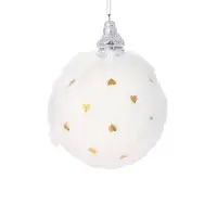 Ёлочные игрушки &laquo;Нежность&raquo;, шары новогодние, d=8 см, набор 3 шт., сердца, белый