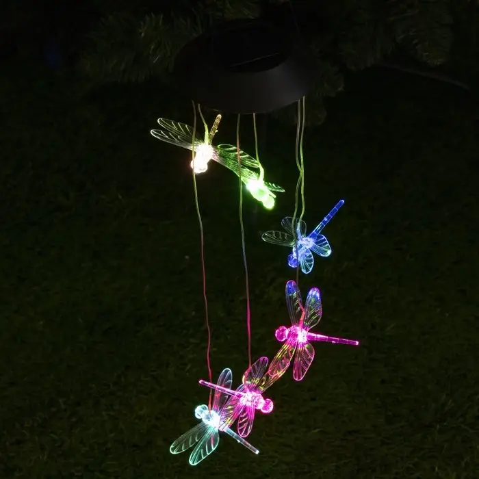 Садовый светильник &laquo;Стрекозы&raquo;, уличный, на солнечной батарее, 6 LED, свечение мульти
