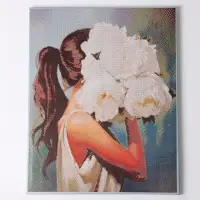 Алмазная вышивка полное заполнение &laquo;Девушка с букетом&raquo;, на раме, 40&times;50 см