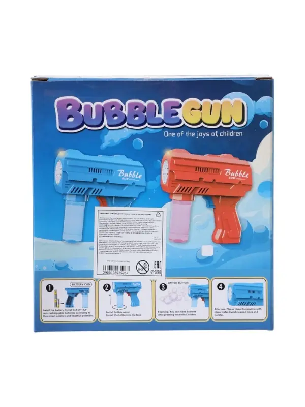 Генератор мыльных пузырей «Пистолет», световые эффекты, работает от батареек, синий