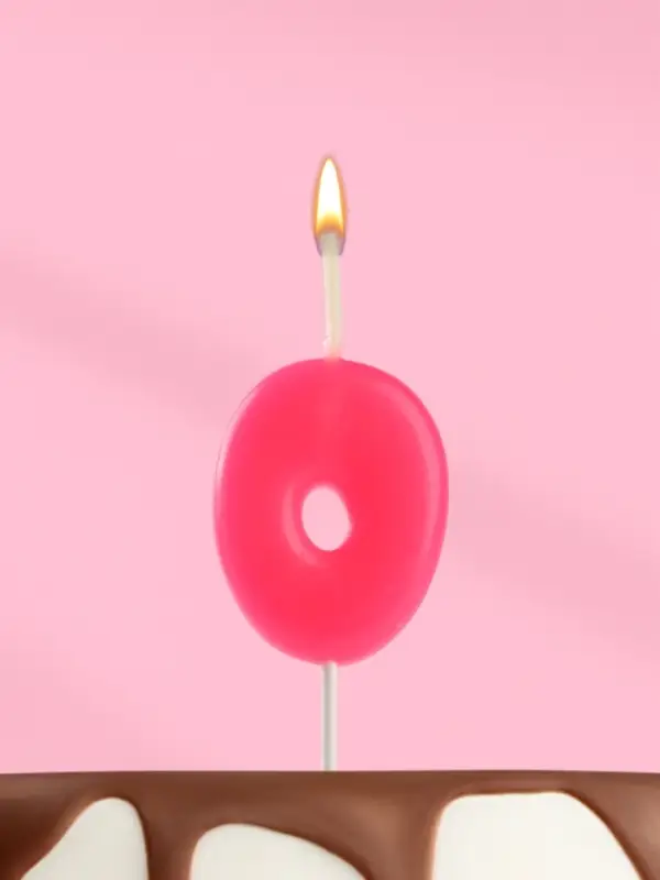 Свеча для торта &laquo;Неоновая&raquo;, цифра 0, розовая