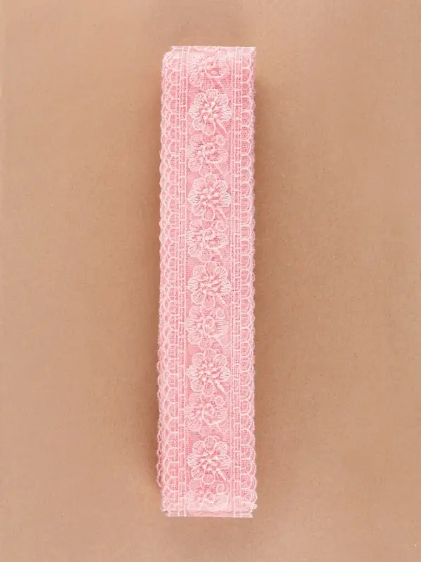 Кружево на сетке &laquo;Цветы&raquo;, 50 мм, 11&plusmn;1 м, нежно-розовое