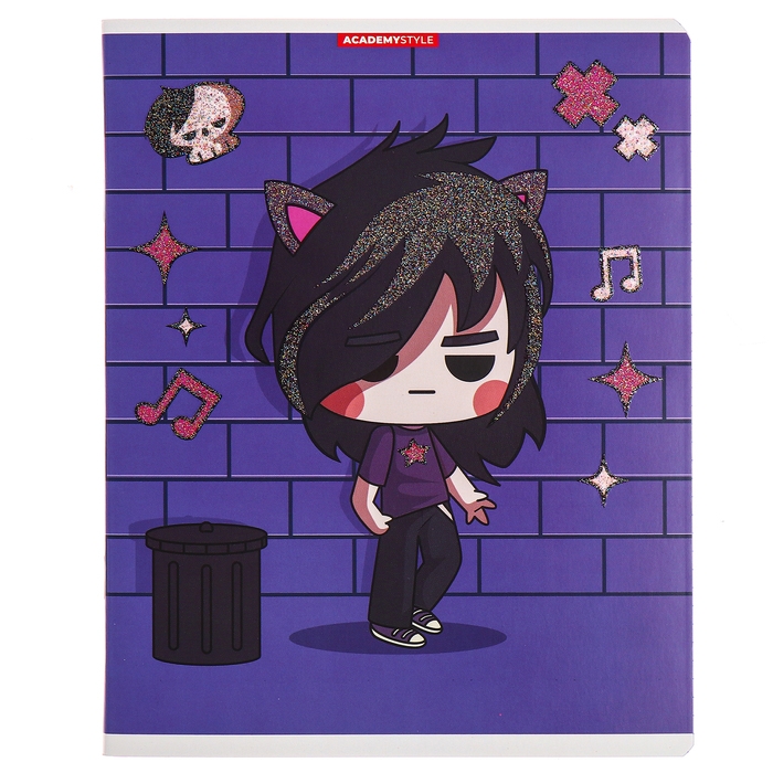 Тетрадь 48 листов в клетку Тетрадь 48 листов в клетку "Девочки готы", обложка мелованный картон, глиттер, МИКС