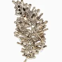 Брошь "Императрица" лист, цвет бордово-коричневый в чернёном золоте