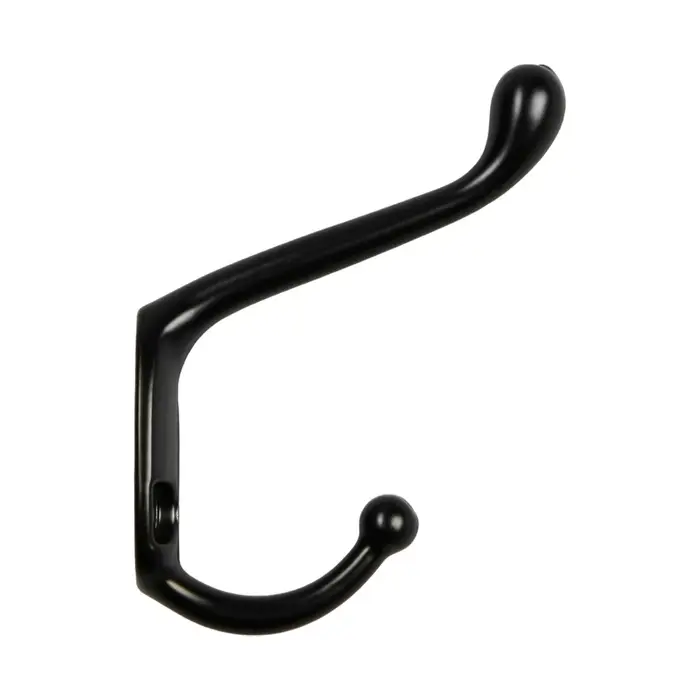 Крючок мебельный ТУНДРА TKd=015, двухрожковый, черный