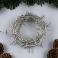 Гирлянда &laquo;Нить&raquo; 10 м, IP20, прозрачная нить, 100 LED, 8 режимов, 220 В, свечение фиолетовое