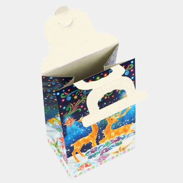 Новый год. Подарочная коробка новогодняя Сумочка мини "Неон.Инсталяция" 140 x 100 x 223 см.