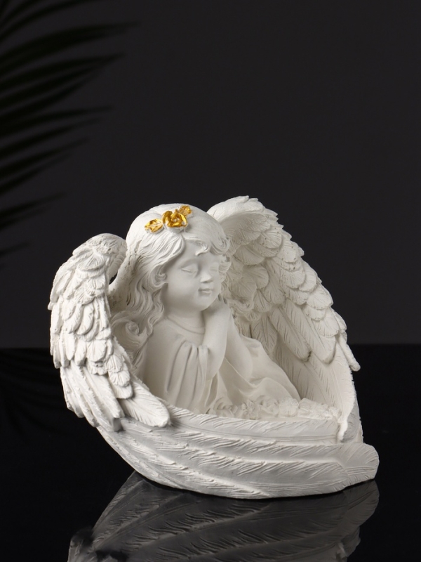 Набор фигур "Ангелы на подносе" 20х10х16 см, белый