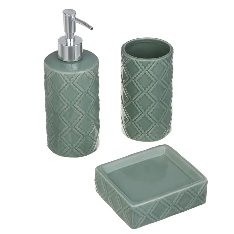 VETTA Мыльница, керамика, 11x9,5x3,5 см, ромбы, мятный