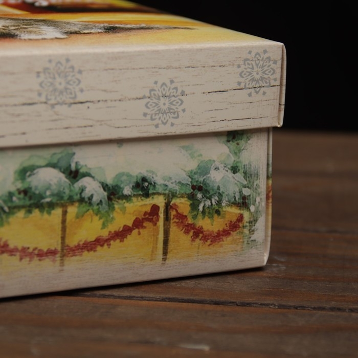 Новый год. Коробка подарочная новогодняя складная, крышка-дно Новый год. Коробка подарочная новогодняя складная, крышка-дно "С Новым Годом" 24 х 17 х 8 см