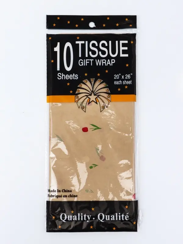 Бумага упаковочная тишью, &laquo;Цветы&raquo;, желтый, 50 см &times; 70 см 17 грамм