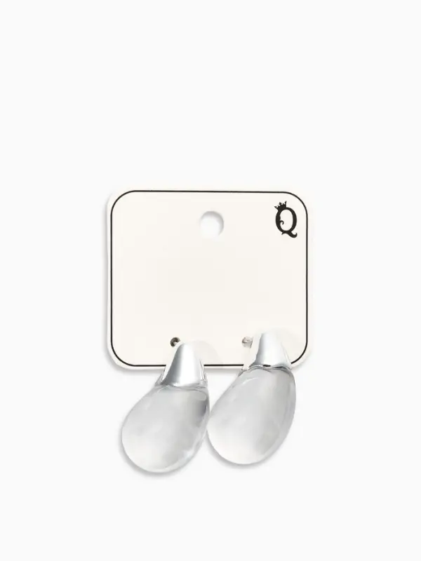 Серьги Серьги "Капли Бо", цвет прозрачный белый в серебре