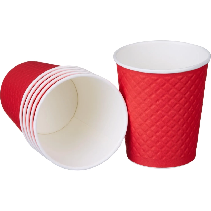 Стакан одноразовый бум двухслойный d-80мм 250мл Waffle Red (25шт/уп)