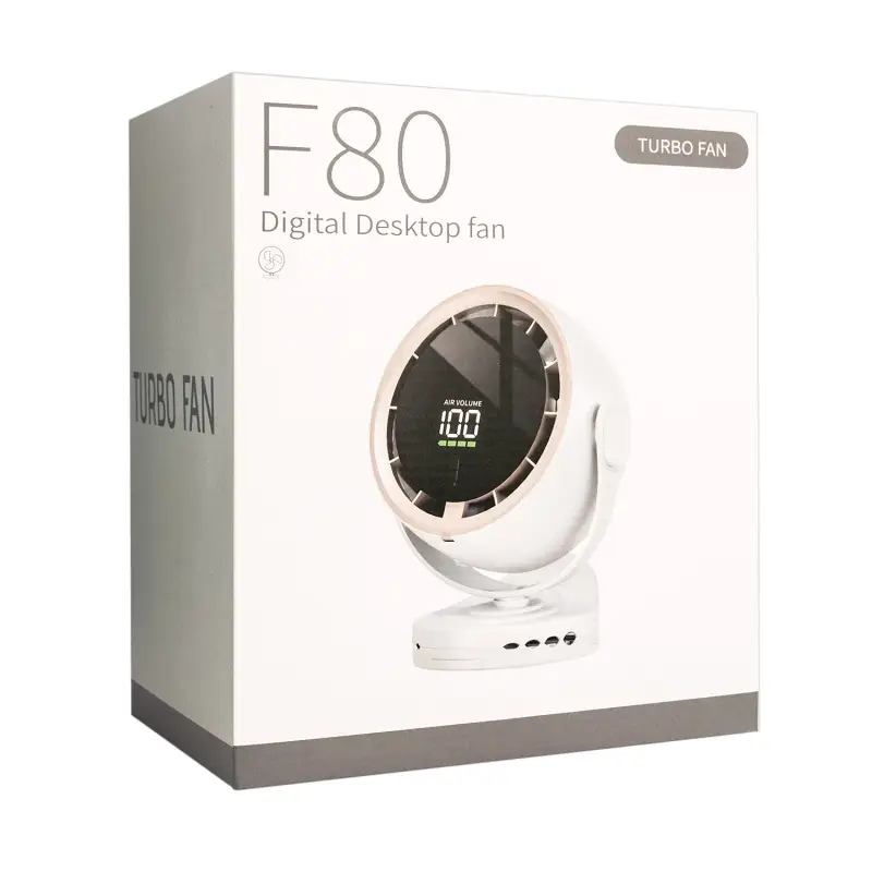 Цифровой мини вентилятор F80 бежевый