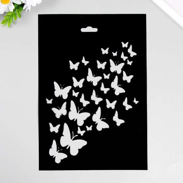 Пластиковый трафарет для творчества «Бабочки», шаблон, 20×29 см