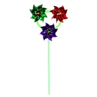 Ветерок &laquo;Вертушка тройная&raquo;, садовая, 18&times;39 см, набор 5 шт., МИКС