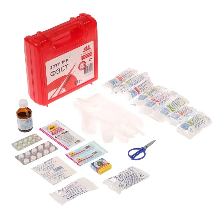Автомобильная аптечка первой помощи &laquo;ФЭСТ&raquo;, дорожная, перечень №4, красная