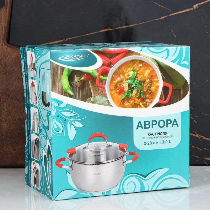 Кастрюля «Аврора», 3 л, d=20 см, капсульное дно, индукция Кастрюля «Аврора», 3 л, d=20 см, капсульное дно, индукция