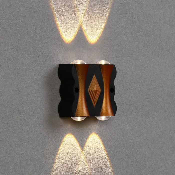 Светильник фасадный «Глосс», FSD-046, 4 Вт, 3000К, 2 луча, IP65, 220 В, пластик, черный Светильник фасадный «Глосс», FSD-046, 4 Вт, 3000К, 2 луча, IP65, 220 В, пластик, черный