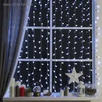 Гирлянда &laquo;Занавес&raquo; 2&times;1.5 м с насадками &laquo;Шарики&raquo;, IP20, прозрачная нить, 360 LED, свечение белое, 8 режимов, 220 В