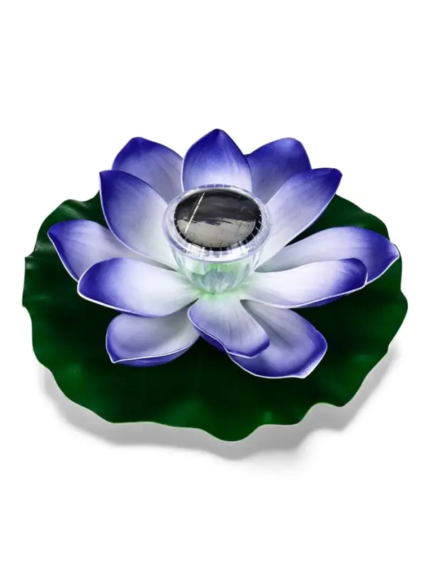 Садовый светильник для водоемов 28 х 28 х 9 см на солнечной бат-е Садовый светильник для водоемов 28 х 28 х 9 см на солнечной бат-е "Лотос" фиол-ый N010