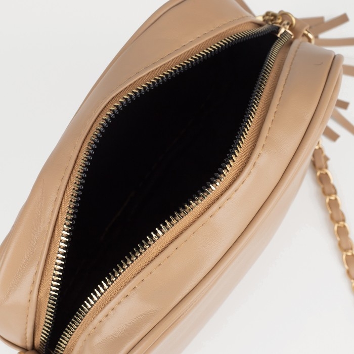 Сумка кросс-боди, отдел на молнии, длинный ремень, цвет бежевый Сумка кросс-боди, отдел на молнии, длинный ремень, цвет бежевый