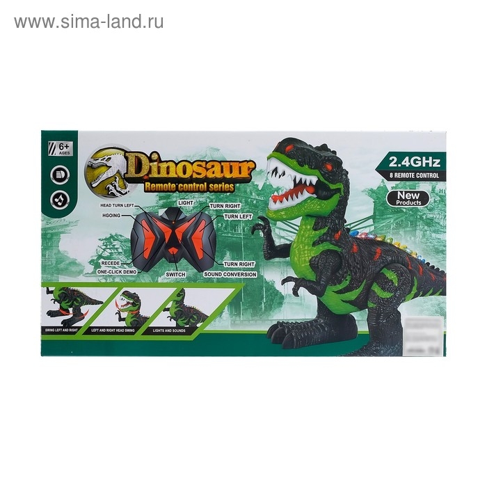 Динозавр радиоуправляемый T-REX, двигает головой, работает от аккумулятора, свет и звук, МИКС Динозавр радиоуправляемый T-REX, двигает головой, работает от аккумулятора, свет и звук, МИКС