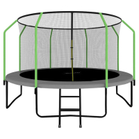 Батут ONLYTOP, d=427 см, высота сетки 173 см, с лестницей, цвет серо-салатовый