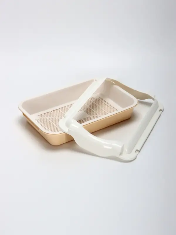 Туалет средний с бортом и сеткой 36&times;26&times;9, см, лоток бежевый, сетка и борт белые