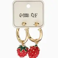Серьги "Земляника", цвет красный в золоте