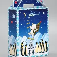 Подарочная новогодняя коробка «Пингвины», для сладких подарков, 16.8×7×25 см