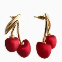 Серьги жемчуг "Вишня", цвет красный в золоте Серьги жемчуг "Вишня", цвет красный в золоте