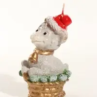 Свеча новогодняя "Овечка в корзинке" 5,5х5,5х10 см, серый