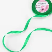 Лента атласная, 10 мм, 23&plusmn;1 м, зелёная №19