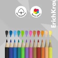 Карандаши 12 цветов, ErichKrause Frenchie, пластиковые, шестигранные